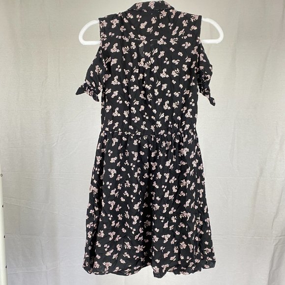 Angie Black Pink Floral Cold-shoulder Short Dress Size S - Picture 4 of 7